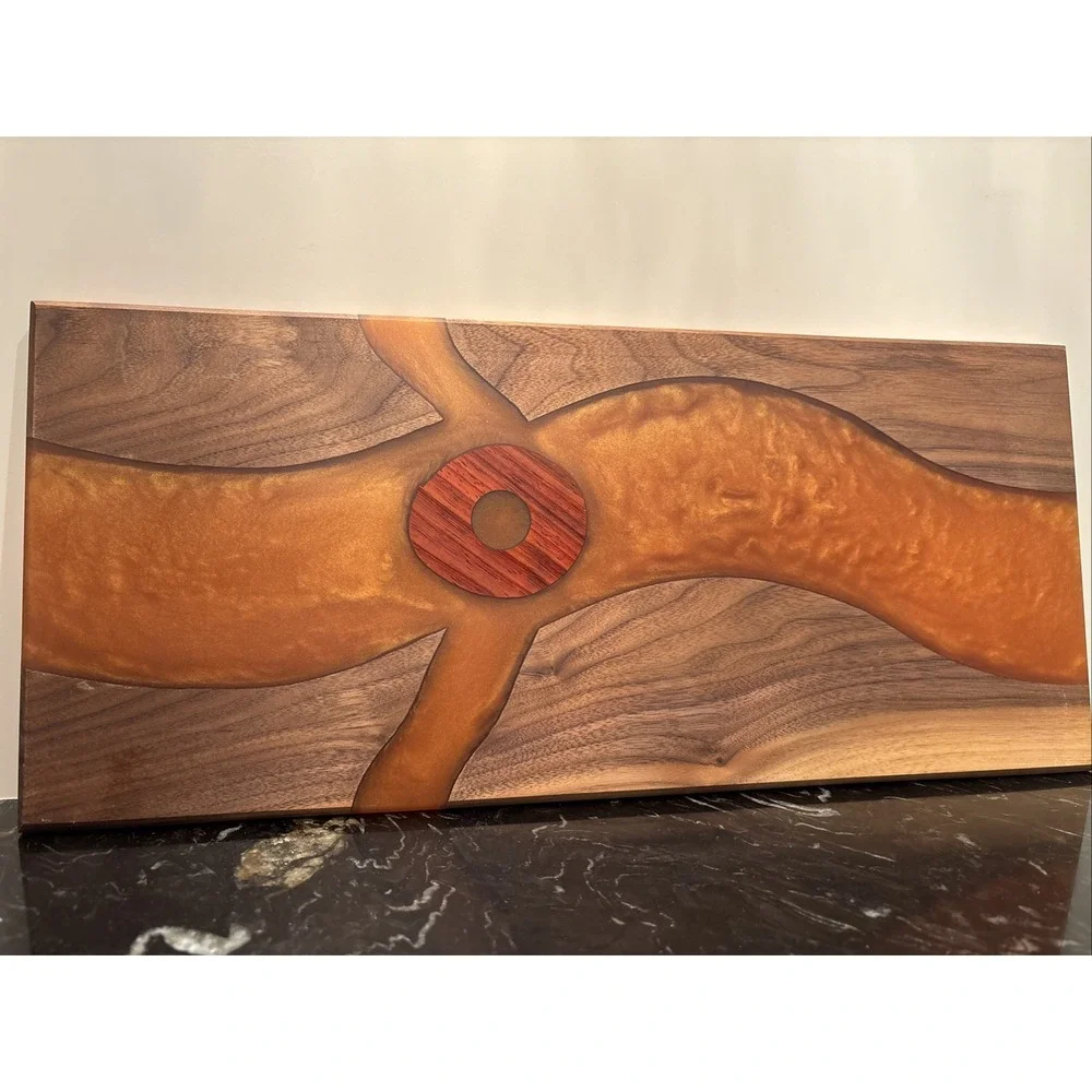 Charcuterie Board Handmade Wood Resin Epoxy 18X8